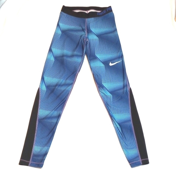 Nike Pro Women’s Dri-Fit Pyramid Training Printed Workout Leggings Sz S Athletic - Picture 1 of 11